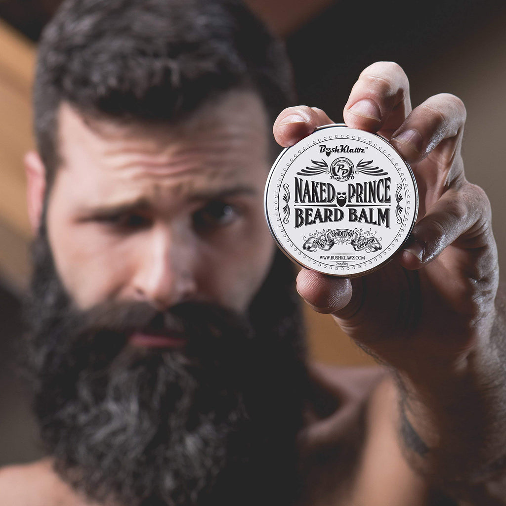 Naked Prince Scent Free All Natural Beard Balm Leave in Conditioner Beard Butter Moisturizer Premium Scentless Fragrance-Free Great for Hunters - Best Leave in Conditioner Balm for Bearded Men