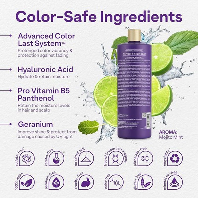 Colorproof Moisture Shampoo - Hydrating Sulfate-Free Formula for Color-Treated Hair | Mojito Mint Scent