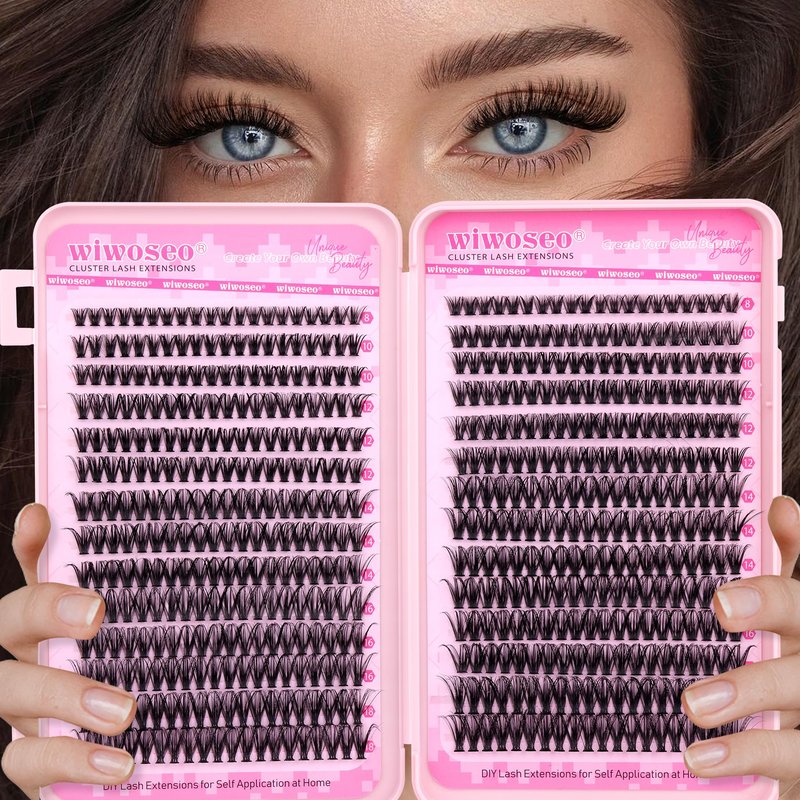 wiwoseo Wispy Lash Clusters Eyelash Extensions Natural Eyelash Clusters 560pcs Individual Lashes 40p+50p DIY Lash Extensions Cluster Lashes Natural Look Lashes Clusters for Beginners (8-18MM)