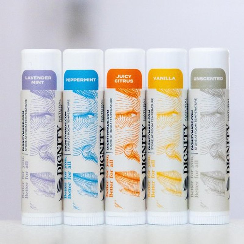 Dignity Coconuts Moisturizing Lip Balm – Soothing & Fragrance-Free, Pack of 5 - Vegan w/Nourishing Coconut Oil, Cocoa Butter & Essential Oils – 4.4ml (0.15oz) Each – Lip Care Set