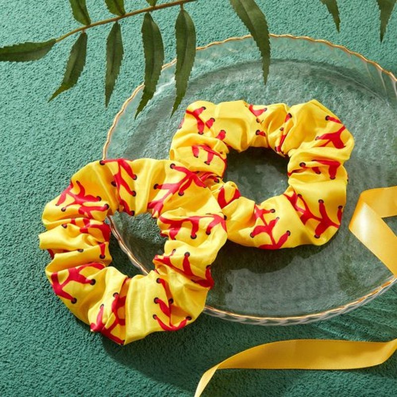 24 Pcs Softball Scrunchies Yellow Softball Party Favors Bulk Hair Ties Satin Hair Scrunchies Soccer Gifts for Team Accessories Sport Lovers Player and Teams Sports Hairbands Ponytail Holders