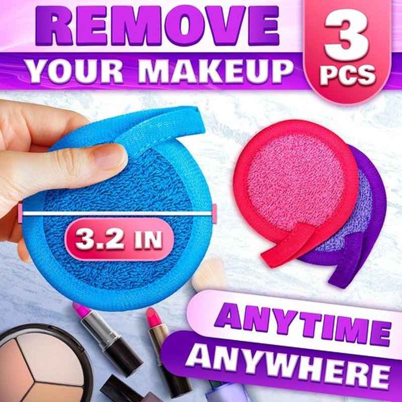 Skiennix 2-in-1 Face Scrub Pads - Reusable Microfiber Makeup Remover Cloths | 3 Pcs for Eyes, Lips & Neck