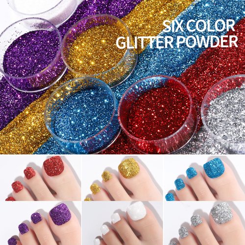 Teenitor 312pcs Clear Press On Nails Kit with Glitter, Acrylic Toe Nail Tips, Glue on Toenails for Women