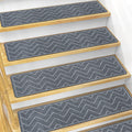 DK177 Stair Treads for Wooden Steps, 15 Pack 8"x30" Non-Slip Indoor Carpet Stair Treads with Reusable Polyester TPE Backing for Kids Elders and Pets (Dark Gray, 15PCS)