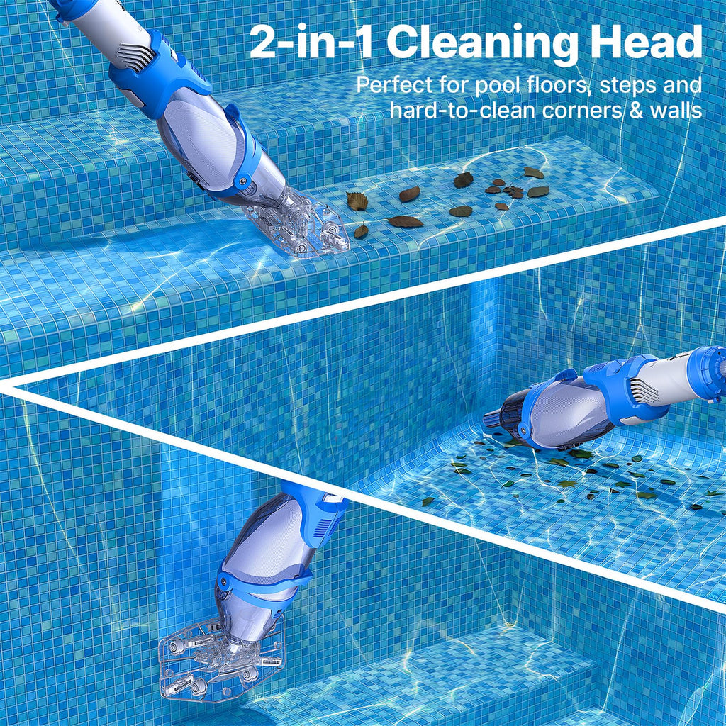 OGERY Pool Vacuum for Above Ground Pool, 18.5GPM Powerful Suction, 60Mins Runtime, Telescopic Pole Cordless Pool Vacuum for Inground Pools, Rechargeable Cordless Handheld Pool Vacuum for Spas/Hot Tubs
