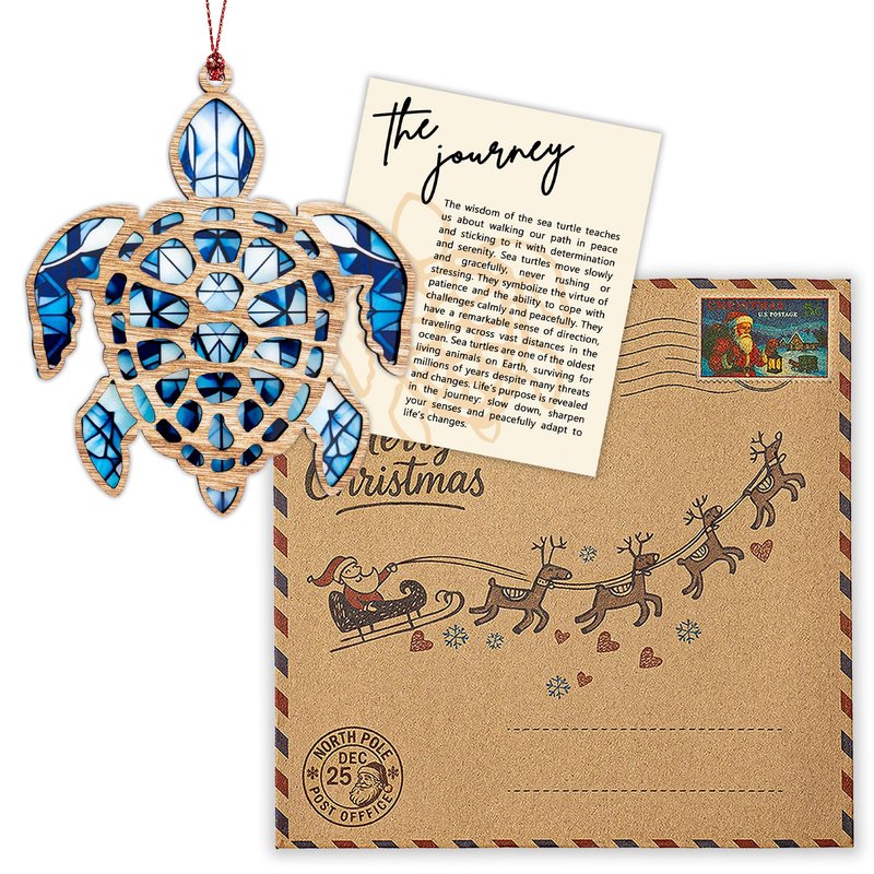 Sea Turtle Gifts for Women, Sea Turtle Christmas Ornaments Decoration, Suncatcher Ornament with Story Card, Beach Ornaments for Tree, Sea Lover Gift, Birthday Gift for Mom