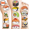 Sushi Temporary Tattoos 8 Sheets 96 PCS Sushi Roll Party Decorations Favors Supplies Japanese Theme Birthday Cute Stickers Christmas Gifts for Boys Girls Kids Class School Prizes Carnival