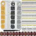 UWETIME 472 Inch Nail Chains for Nail Art 24 Strips 6 Style Gold Silver White Gold Black Metal Chain