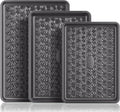 HONGBAKE Nonstick Baking Sheet Pan Set - Heavy Duty Cookie Sheets | 3-Piece Floral Swirl Design, Dark Gray