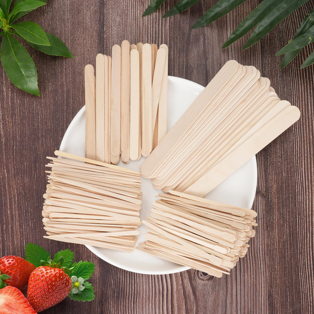 1000Pcs Waxing Sticks - 4 Style Assorted Wood Wax Sticks for Body Face Hair Removal, Eyebrow Lip Nose Small Waxing Applicator Sticks, Wax Spatula Applicator Wooden Craft Sticks