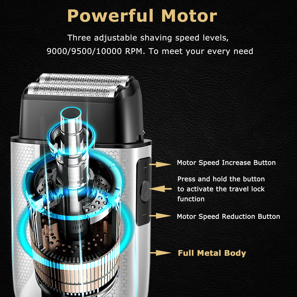 KEMEI T402 Professional Foil Shavers for Men, IPX7 Waterproof Electric Razor for Men with LED Display, Double Electric Shaver with 3 Adjustable Speeds & UV Cover