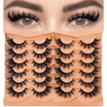 Cat Eye Lash Manga False Eyelashes Strip Lashes Wispy Fake Eyelash Volume Thick 18mm Long Mink Fluffy Fox Eyelashes Natural Look Spikes Anime Lashes 12 Pairs Pack