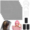 Luinabio 5 Pcs Hair Net Black Stretchy Weaving Net Accessories, Weaving Needle Combo Medium and Small C J I Shape Needle, 3 Thread Black for Making Wig Sewing Hair Weave Extension(26 x 18 in)
