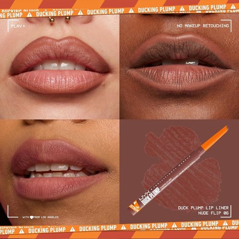 NYX Professional Makeup Duck Plump Lip Liner - Matte Pencil for 10HR Wear in Nude Flip