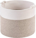 MINTWOOD Design Woven Cotton Rope Storage Basket - 15 x 14.2 Inches | Light Brown Toy & Laundry Hamper