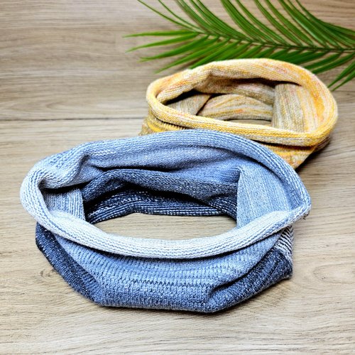 Nutty Natte 2PCS Handmade Wide Tube headwrap Headband for dreadlocks, braids or regular hair Knitted headband for Men and Women Hiking Gaiter Hair Wrap Headbands for Dreads (Yellow Black)