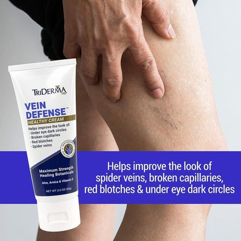 TriDerma Vein Defense Cream - 2.2 Ounces for Spider Veins & Under Eye Dark Circles Relief