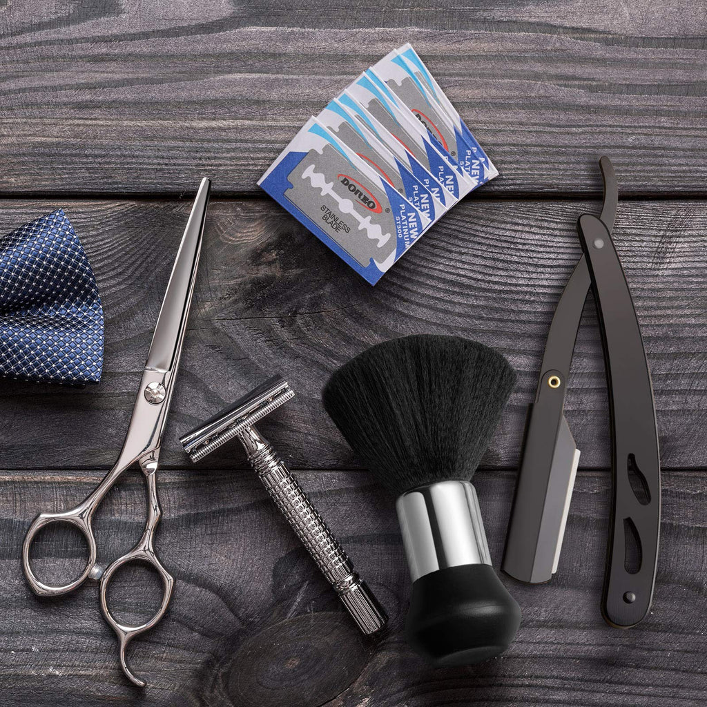 Honoson Professional Straight Razors for Men Navajas Para Barbero Barber Straight Razor Kit with Neck Duster Brush and 40 Pieces Double Edge Blades for Hair Salons, Father's Day, Gifts
