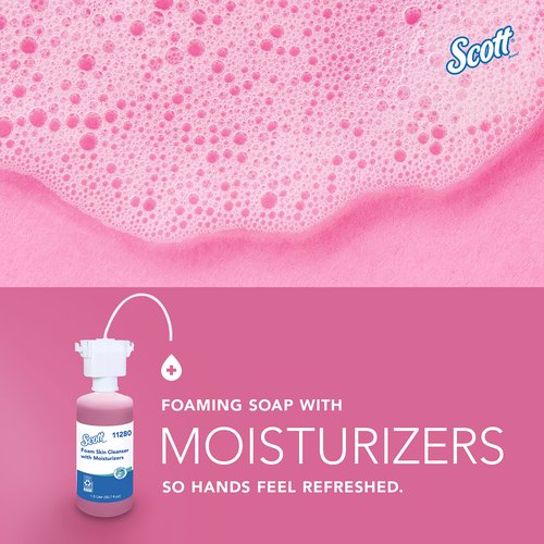 Scott Professional Foam Hand Soap with Moisturizers (11280), 1.5 L, Foaming, Pink, Floral Scent, Under-Counter Refills for Kimberly-Clark Professional Top Mounted Dispensers (2 Bottles)