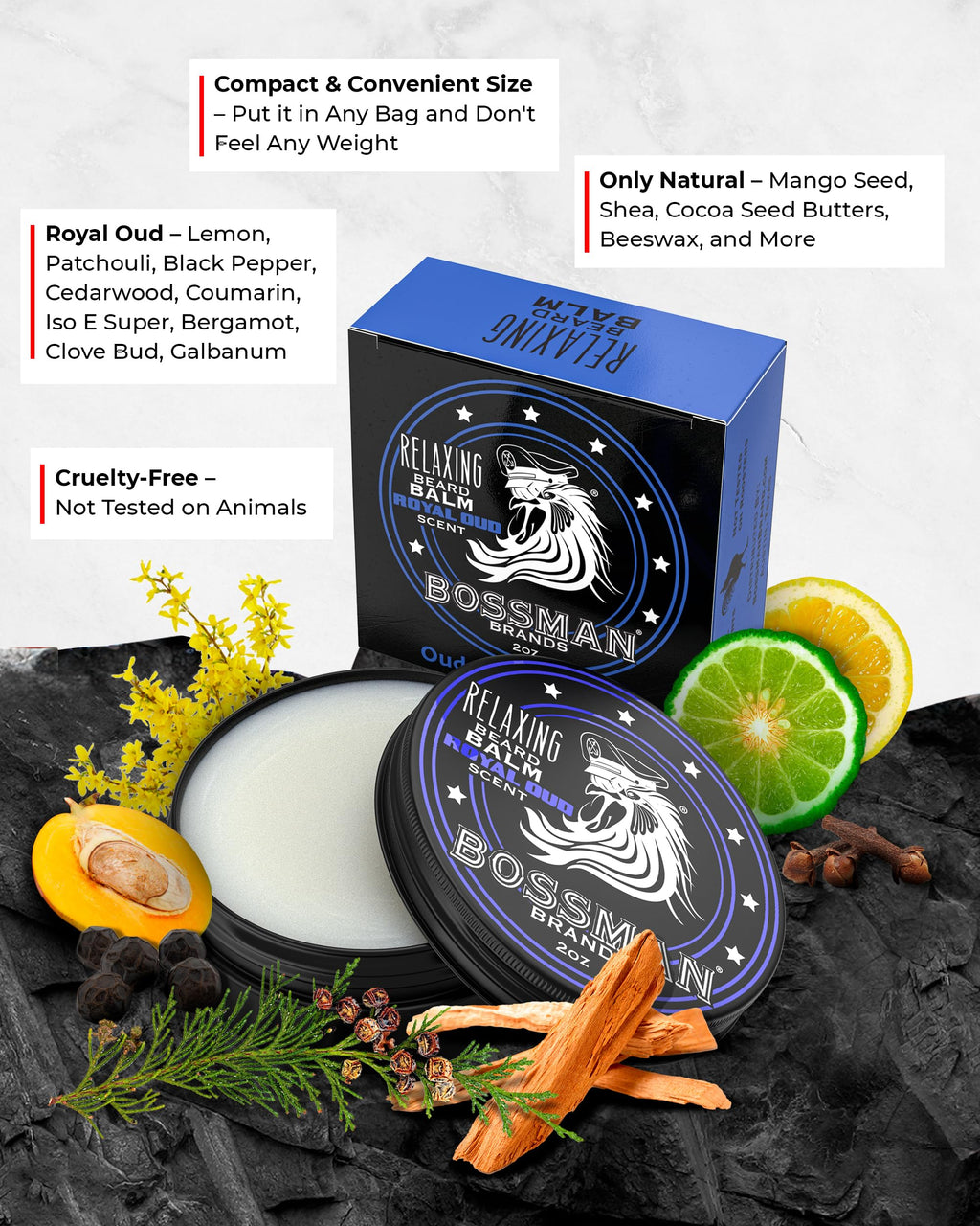 Bossman Jelly Beard Oil for Men & Beard Balm for Men Combo - Royal Oud Scent
