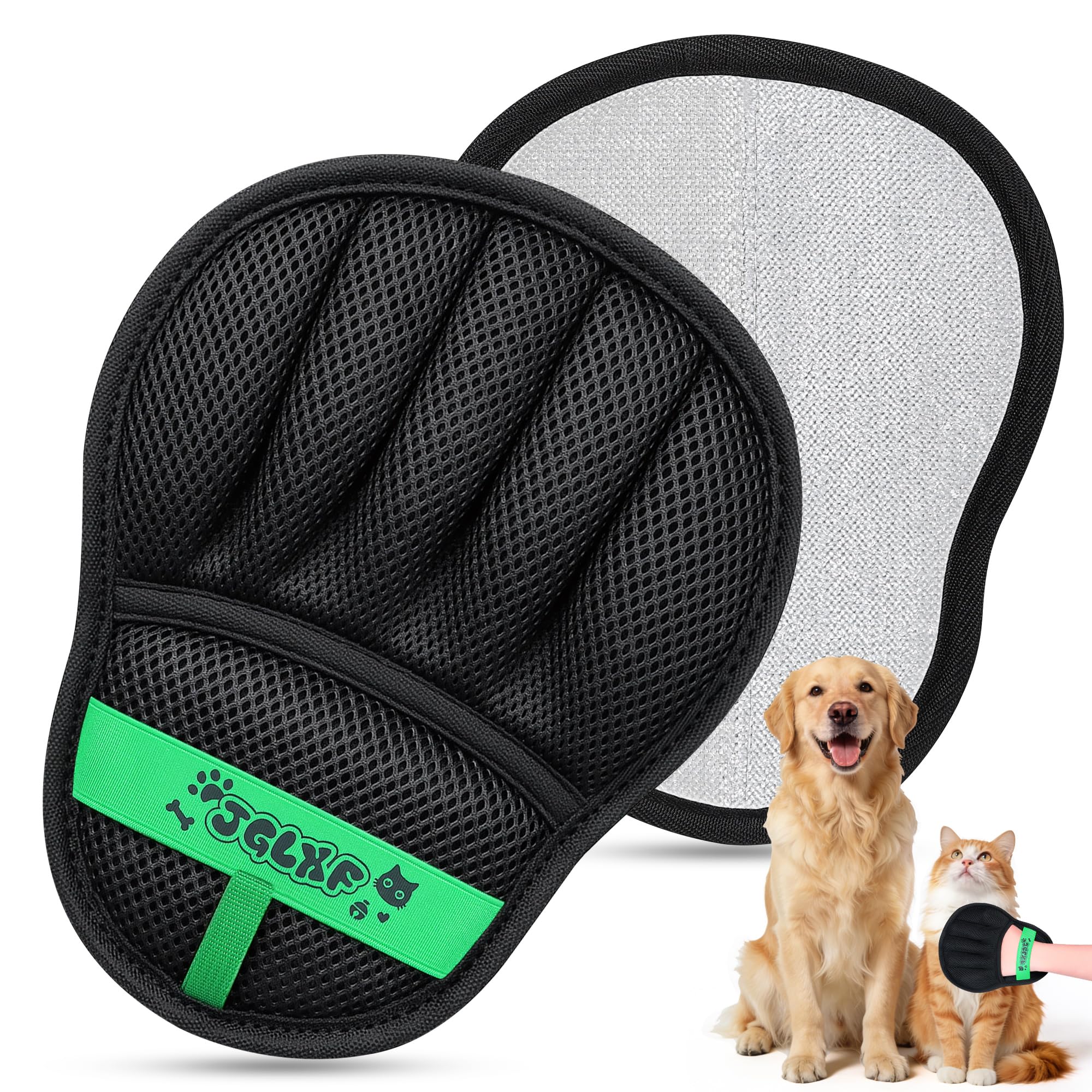 2026 Thickened Electrostatic Pet Hair Removal Gloves (2 Pcs) - Reusable Strong Grooming Gloves for Cats & Dogs, Hair Remover Gloves for Couch, Furniture, Carpet, Car Seats & Clothing Purple (Black)