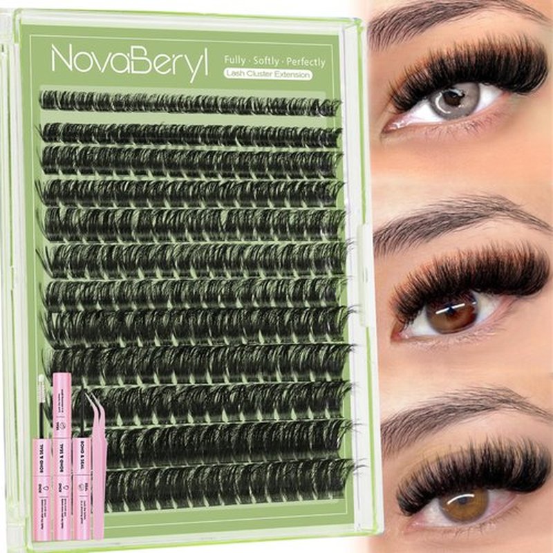 Extra Thick Lash Clusters Kit 100D Eyelash Clusters 3D Lash Clusters Fluffy Volume D Curly Eyelash Extensions Kit Volume Eyelash Clusters Kit 10-18mm Lash Bond and Seal Lashes Clusters Kit