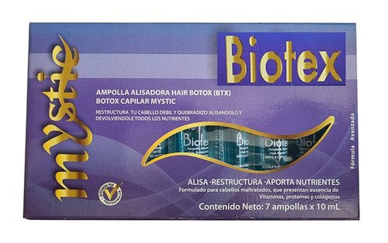 Mystic Biotex Ampoule Anti-Frizz Hair Treatment - Restores & Repairs Damaged Hair - 7 Pack with Hyaluronic & Amino Acids