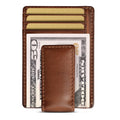 House of Jack Co. Carryall Men's Slim Money Clip Wallet, Super Strong Magnetic Clip Holds 15+ Bills, Full Grain Leather Slim Front Pocket Wallet, 9 Card Holder, Gift for Men, Tan