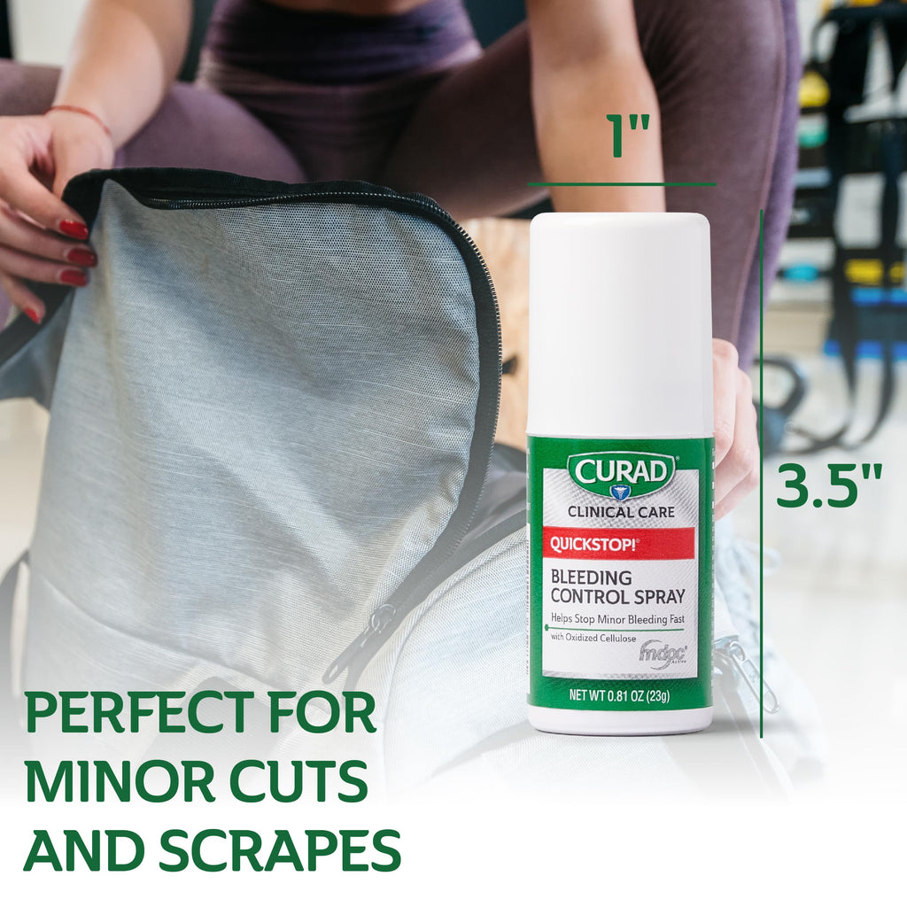 CURAD QuickStop!® Bleeding Control Spray | .81oz | Fast-Acting Solution for Persistent Bleeding | For Minor Cuts & Scrapes | 1 Count