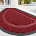 OLANLY Half Circle Door Mat - Waterproof All-Season Doormat for Indoor/Outdoor Use | 36x24, Wine Red