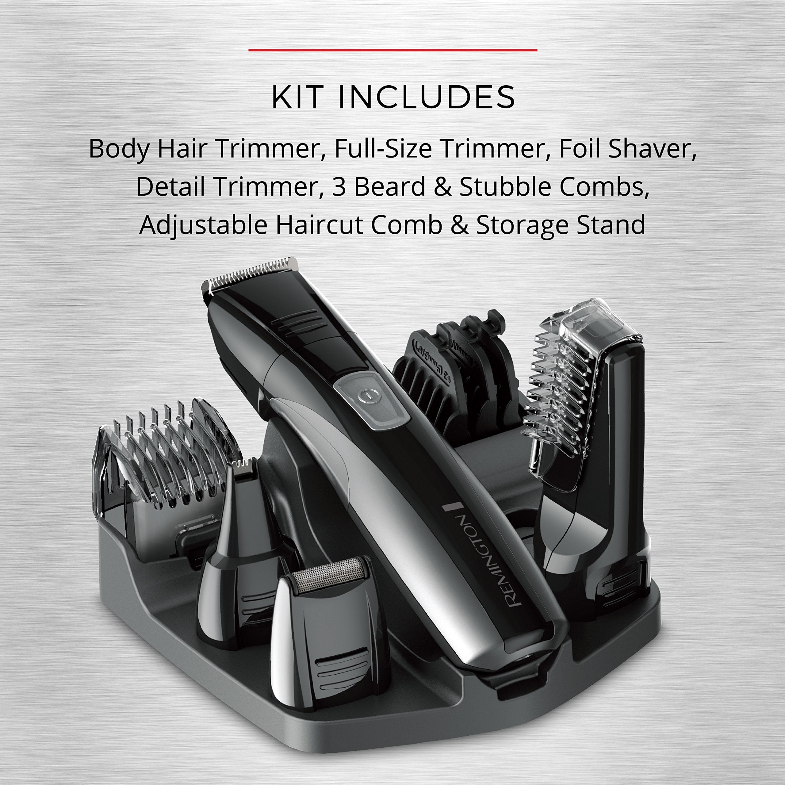 Remington Head to Toe Advanced Rechargeable Powered Body Groomer Kit, Beard Trimmer (10 Pieces), 6.3 Inch, Black (Pack of 2)