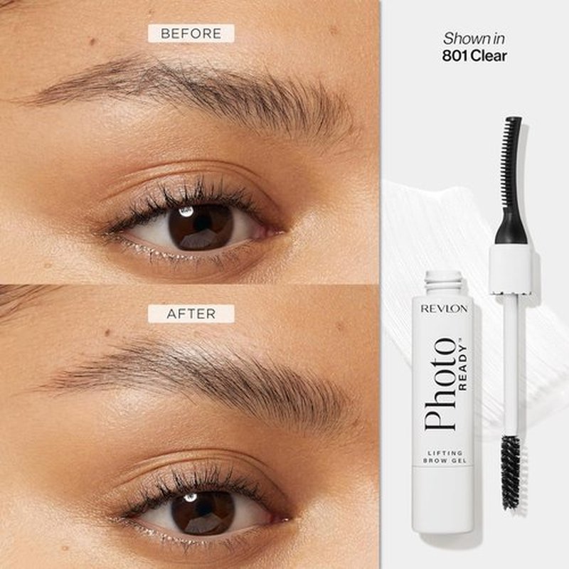 Revlon PhotoReady Brow Gel - Tinted Eyebrow Lamination with Spoolie Brush, 801 Clear, 0.23 fl oz