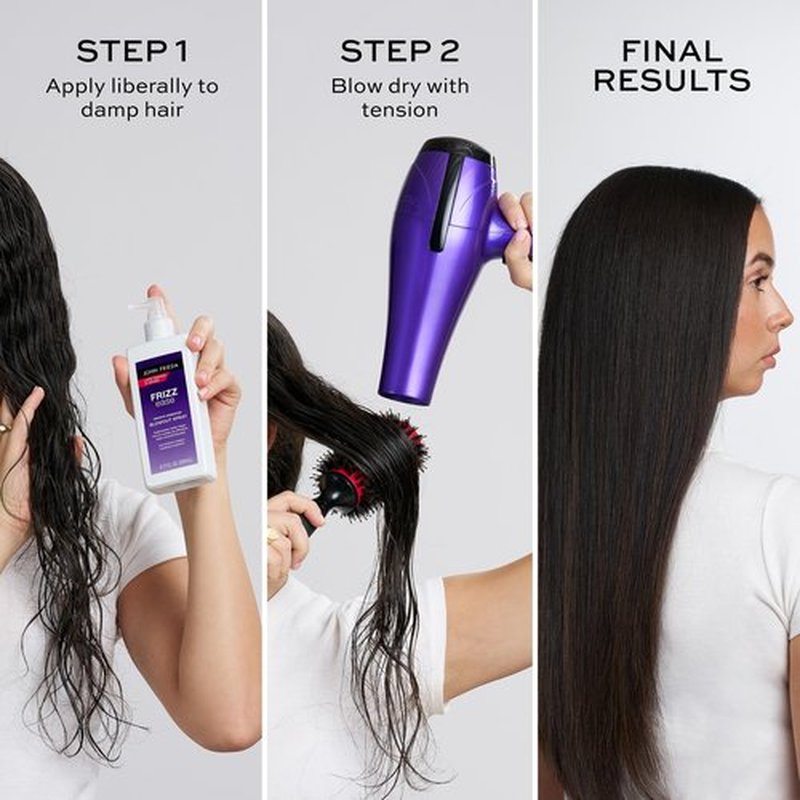John Frieda Frizzease Smooth Operator Blowout Spray, Texture Spray for Hair, Hair Gloss in a Spray, Heat Protection Spray for Hair, 6.77 Oz