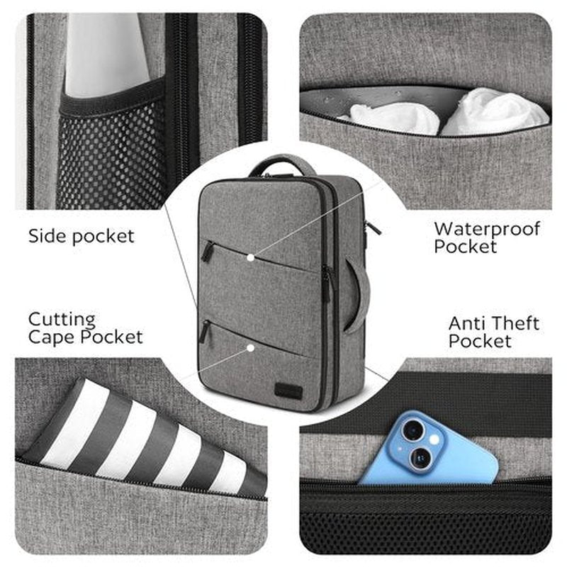 AUROTIER Barber Bag with Insulated Pocket, Portable Backpack for Clippers and Supplies, Travel Hairstylist Smart Bag with USB Charging Port, Water-resistant, Grey
