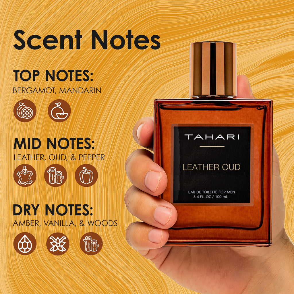 TAHARI Leather Oud Eau de Toilette for Men Bergamot Leather & Amber 100 ml