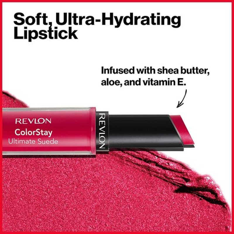 REVLON ColorStay Ultimate Suede Lipstick - High Impact Moisturizing Formula, Iconic 055, 0.09 Oz