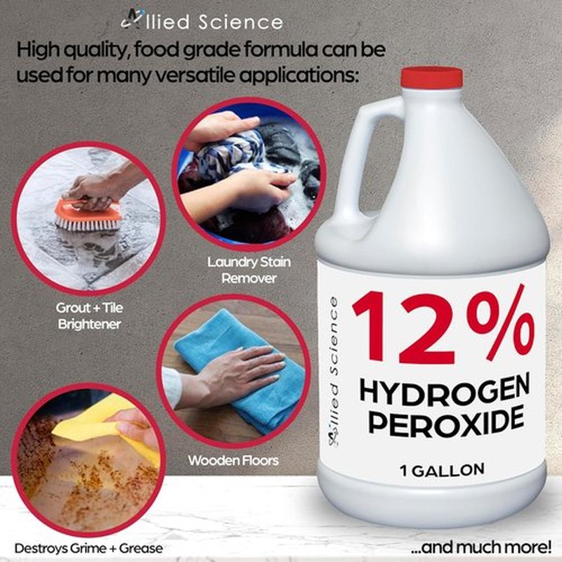Allied Science 12% Food Grade Hydrogen Peroxide - 4X Stronger Cleaner for Home & Personal Care | 1 Gallon (2)