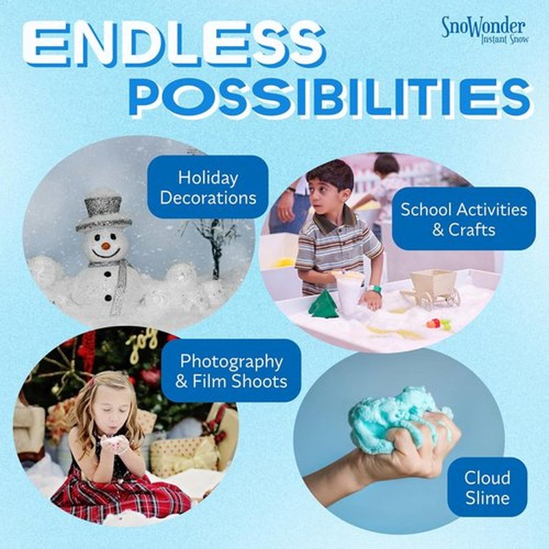 SnoWonder Instant Snow | Realistic Artificial Snow for Cloud Slime | 180 Gallons