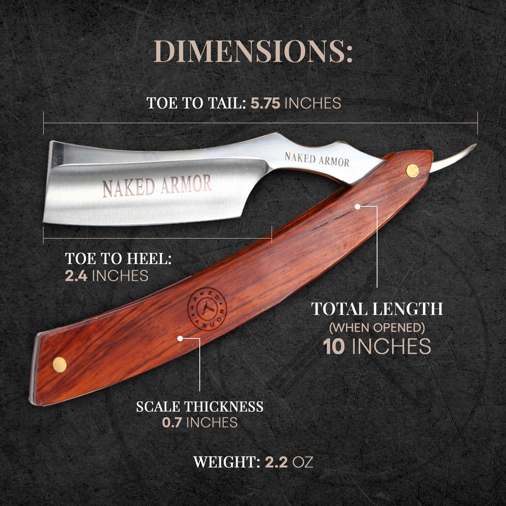 Naked Armor Thor Straight Razor, Shave Ready 7/8” Japanese Stainless Steel