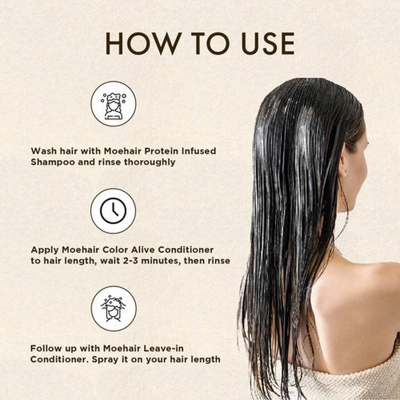 MOEHAIR Protein Infused Shampoo Trio - Hydrating Shampoo, Color Alive Conditioner & Leave-in Conditioner (12 Fl Oz Each) for Dry, Damaged Hair
