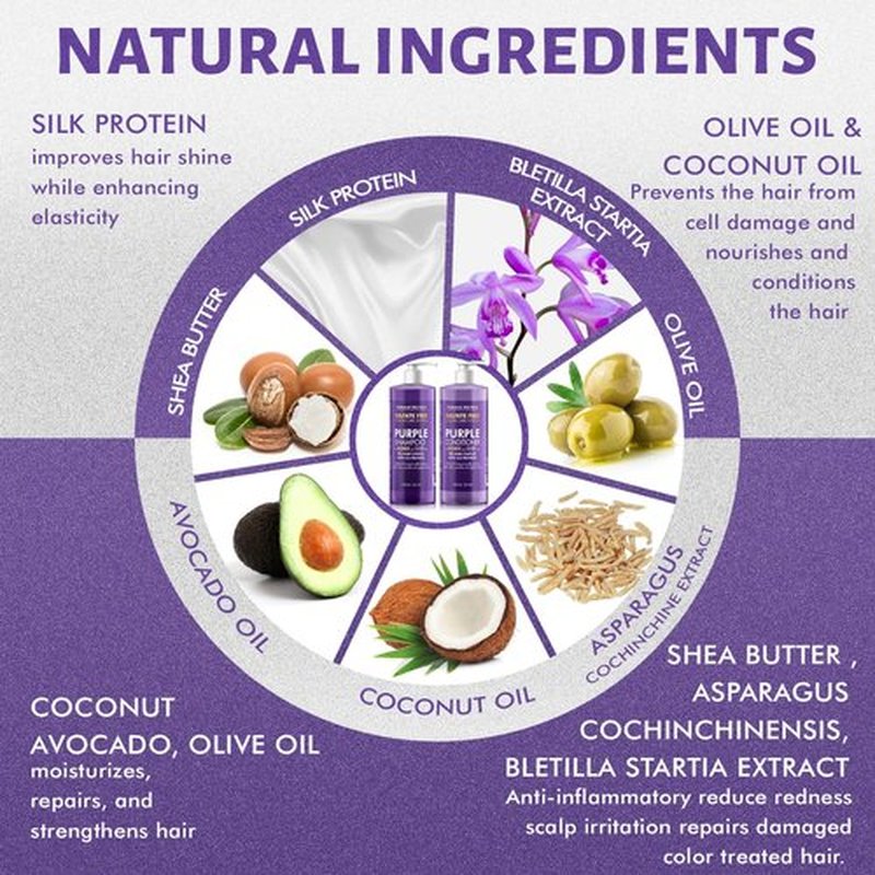 Natural Riches Purple Shampoo & Conditioner Set - Sulfate-Free, Color-Safe for Blonde & Gray Hair | 16x2 Fl Oz