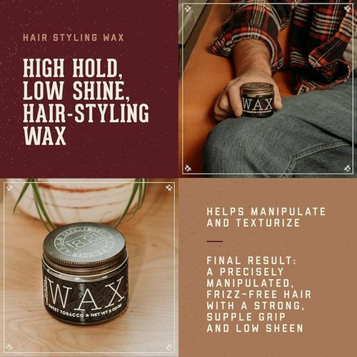 18.21 Man Made Hair Styling Wax - Original Sweet Tobacco Scent, Low Shine Finish, 2oz