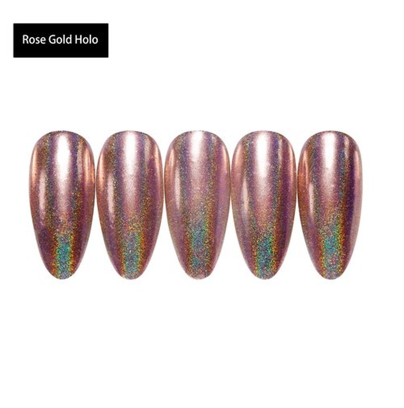 3 Colors Holographic Nail Powder Pack- Rose Gold/Passion Pink/Black Chrome Holographic Effect- 0.4g/ Jar