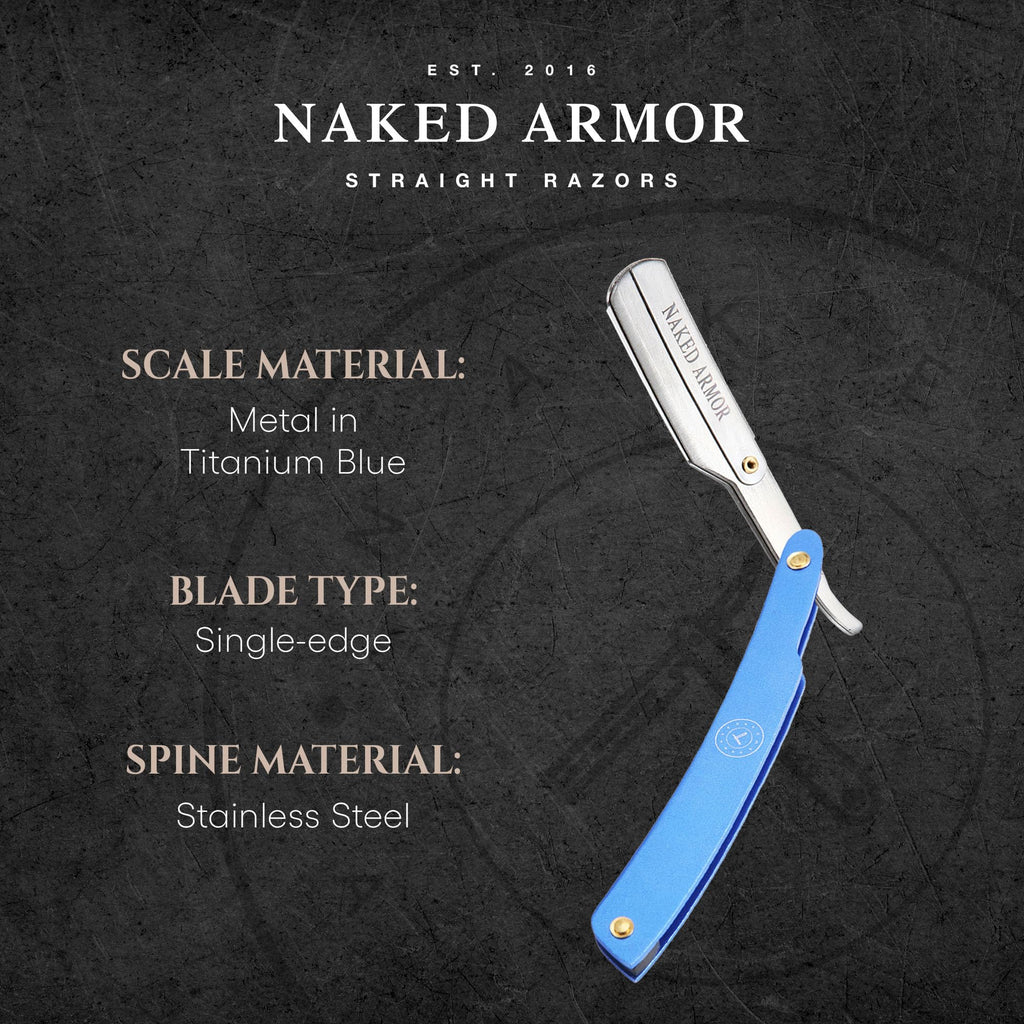 Naked Armor Samson Shavette Straight Razor, Replaceable Single Edge, Blue