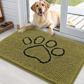 OLANLY Dog Door Mat - Absorbent Muddy Paws Doormat | Non-Slip Chenille, 36x24, Willow Green