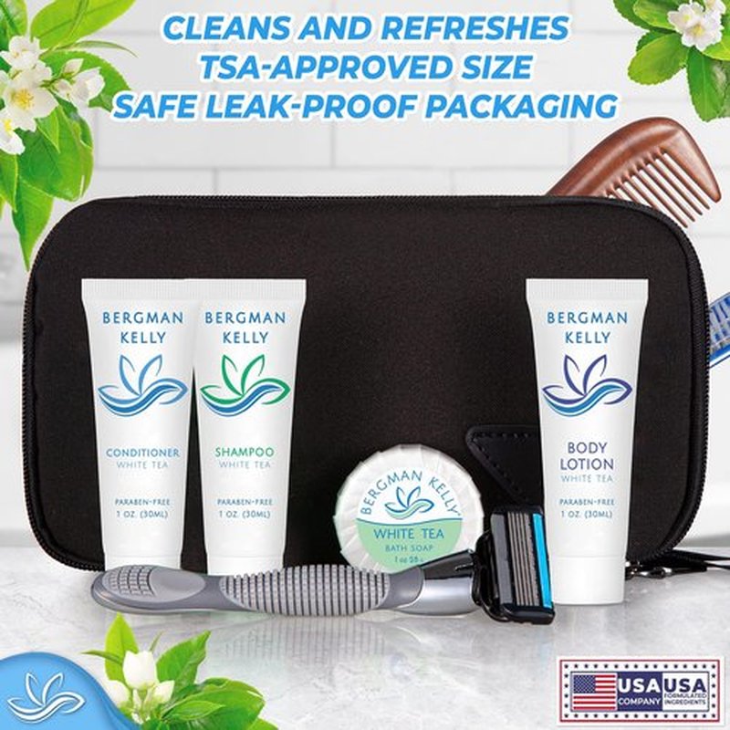 BERGMAN KELLY - Hotel Soap Bars - White Tea, 0.5 oz, 200 PK - Travel Size Luxury Bulk Amenities Bar Soap - Mini Individually Wrapped Round Soap - Small Toiletries for Airbnb, Motel, Guest Bathroom