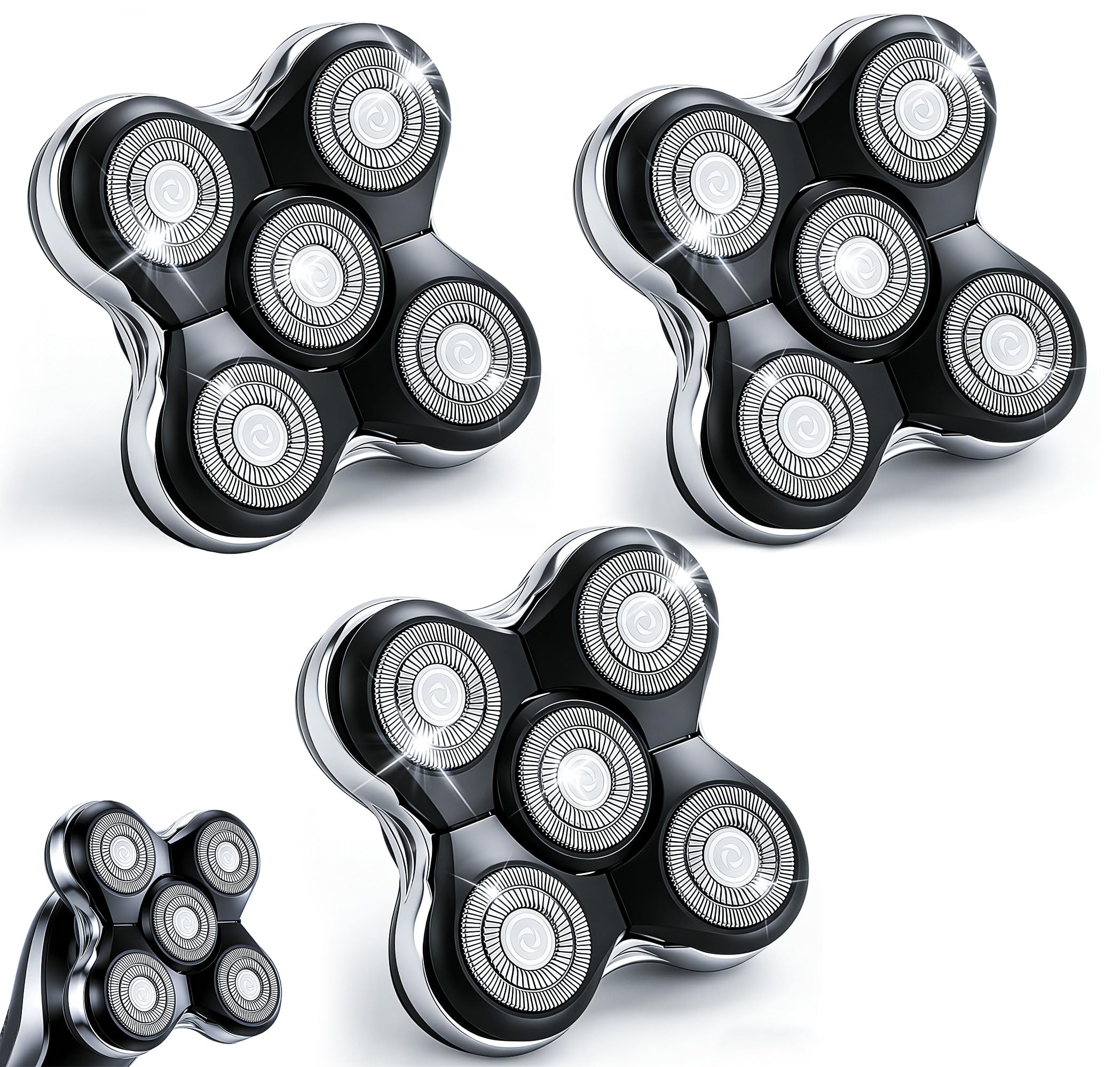 Magnetic Replacement Heads for Skull Shaver, 3Pack