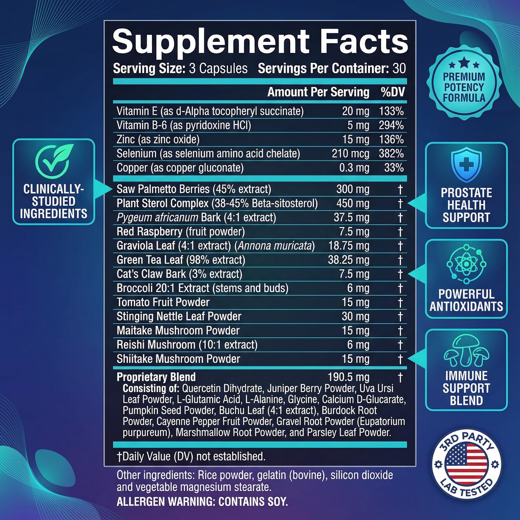 Advanced Saw Palmetto Prostate Supplement for Men with Beta Sitosterol Promotes Urinary Comfort, Sleep Quality & Prostate Health 90 Capsules