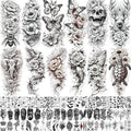 71 Sheets Rose Peony Flower Temporary Tattoos For Women Adults, Black Florals Half Arm Sleeve Realistic Temp Bulk Fake Tattoo Stickers Butterfly Ship Bee Carp Turtle Elephant Whale Spider Web Skull