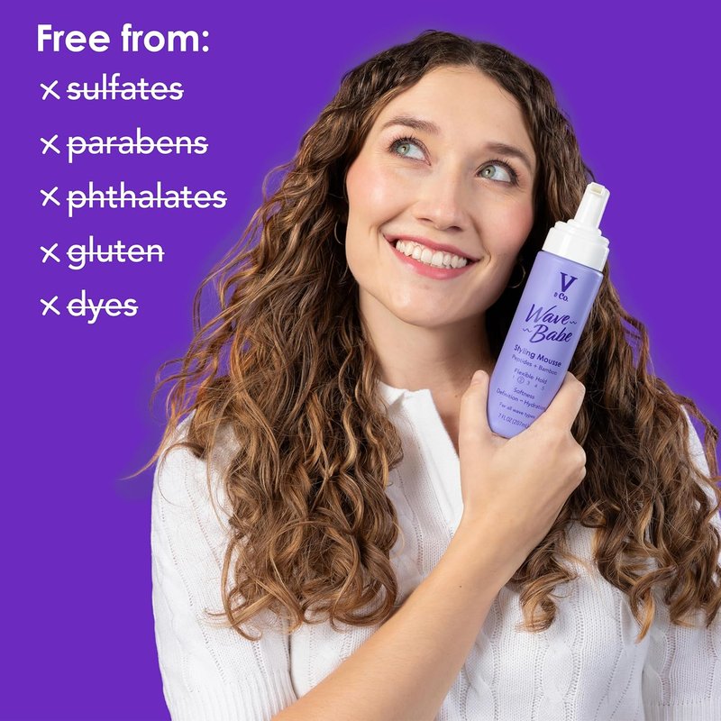 V&Co. Beauty Wave Babe Styling Mousse - Lightweight Hold for Effortless Waves | 7 oz